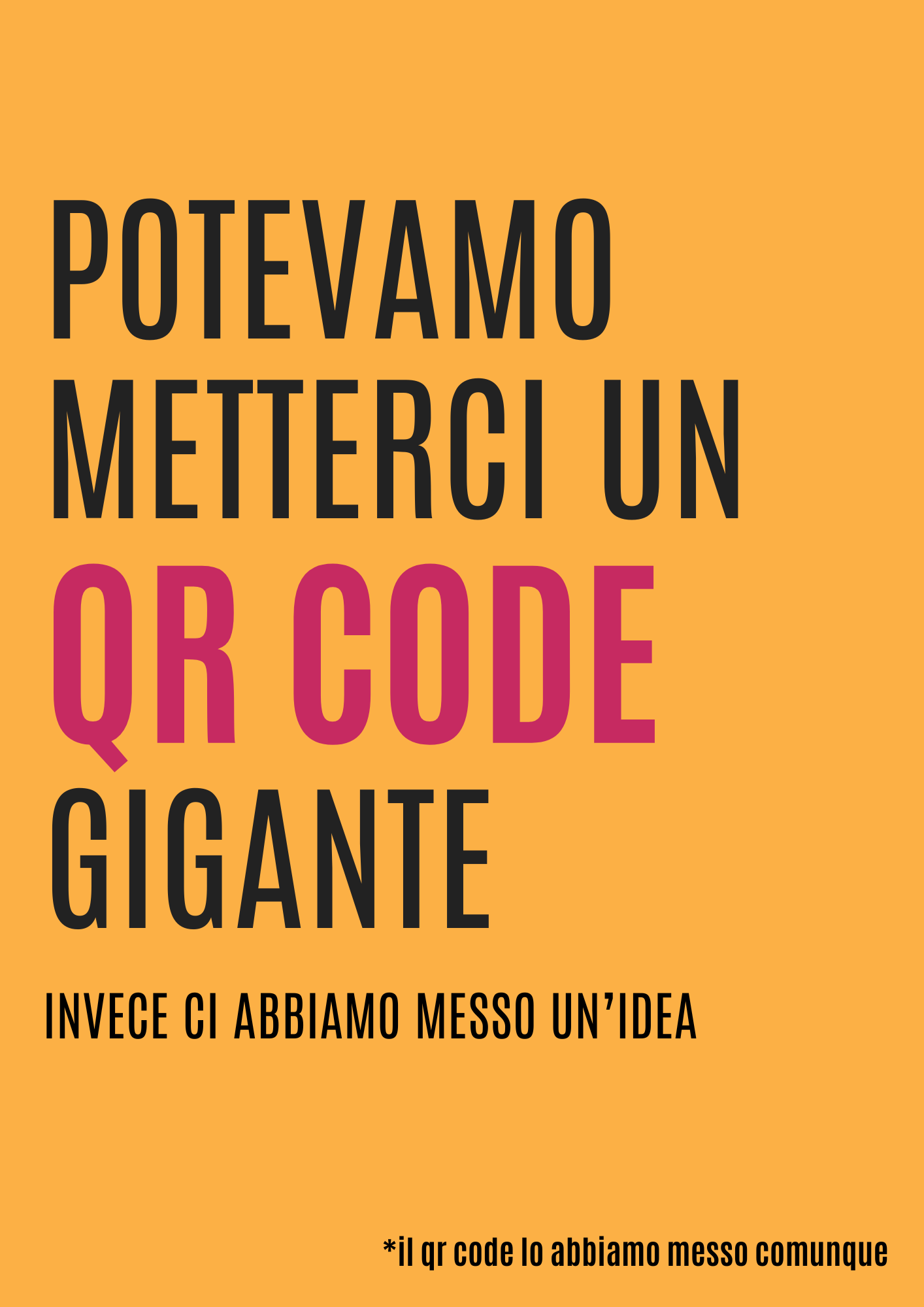Grafica originale gialla con QR code e speech bubble